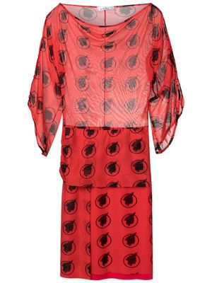 Amir Slama graphic-print tulle-panelled dress - Red