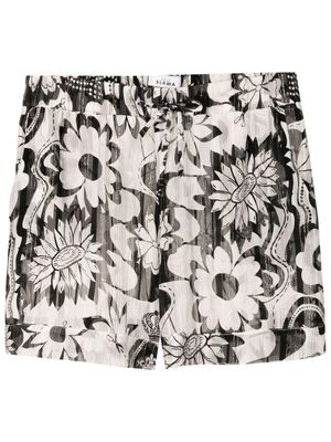 Amir Slama high-waisted floral-print shorts - White