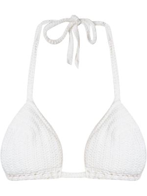 Amir Slama knit triangle bikini top - White