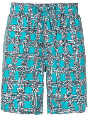 Amir Slama knot-print drawstring swim shorts - Blue