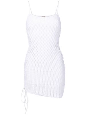 Amir Slama lace-up detail mini dress - White