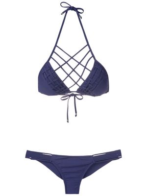 Amir Slama lattice-strap bikini set - Blue