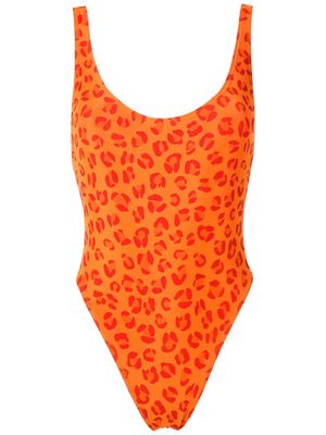 Amir Slama leopard-print open back one piece - Orange