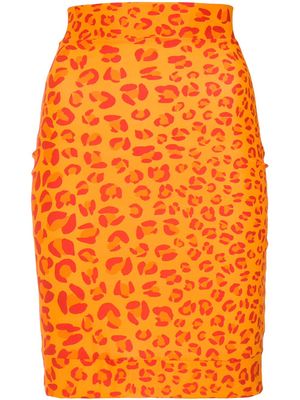 Amir Slama leopard print skirt - Orange