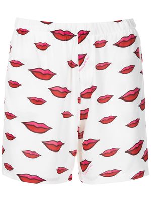 Amir Slama lips-print cotton shorts - Multicolour