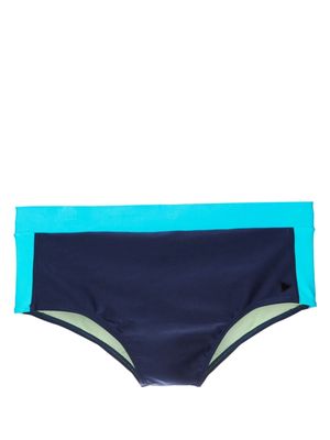 Amir Slama logo-appliqué panelled swimming trunks - Blue