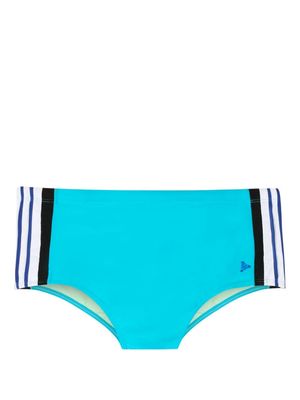 Amir Slama logo-appliqué stripe-print swimming trunks - Blue