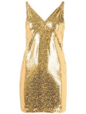 Amir Slama metallic snakeskin-effect mini dress - Gold