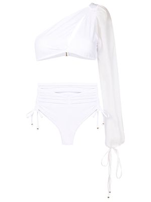 Amir Slama one-shoulder long-sleeve bikini set - White