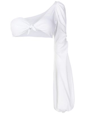 Amir Slama one-shoulder tie-fastening blouse - White
