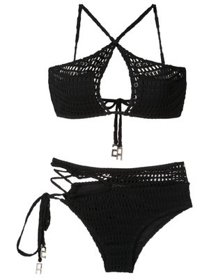Amir Slama open-knit cut-out bikini set - Black