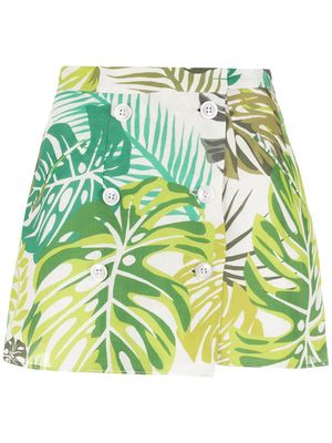 Amir Slama palm leaf print mini skirt - Green