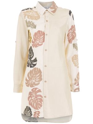 Amir Slama palm leaf print shirt dress - Neutrals