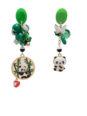 Amir Slama panda-charm drop earrings - Green