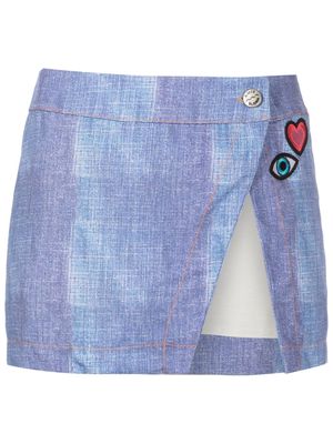 Amir Slama patch-detail mini skirt - Blue