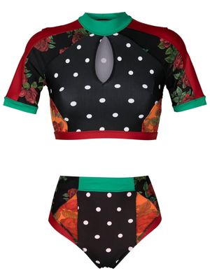 Amir Slama patchwork-design bikini set - Multicolour