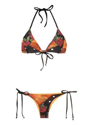 Amir Slama patchwork rose-pattern bikini set - Multicolour