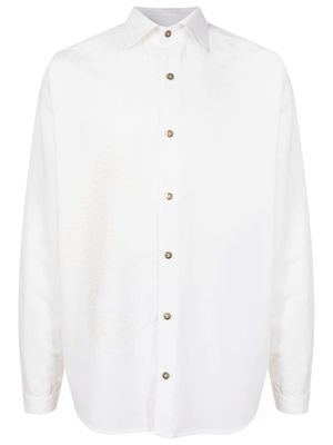 Amir Slama pattern-jacquard linen blend shirt - White