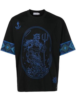Amir Slama Poseidon-print cotton T-shirt - Black
