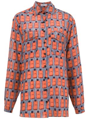 Amir Slama printed silk shirt - Blue