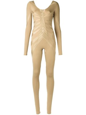 Amir Slama ribcage-pattern stretch jumpsuit - Neutrals