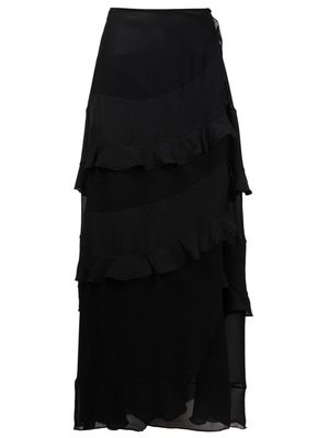 Amir Slama ruffled-trim maxi skirt - Black
