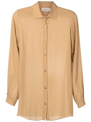 Amir Slama semi-sheer long-sleeve shirt - Brown