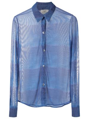 Amir Slama sheer-finish long-sleeved shirt - Blue