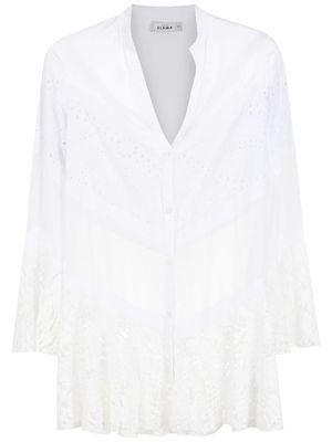 Amir Slama sheer-panel shirt dress - White