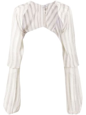 Amir Slama stripe-print long-sleeve bolero - White