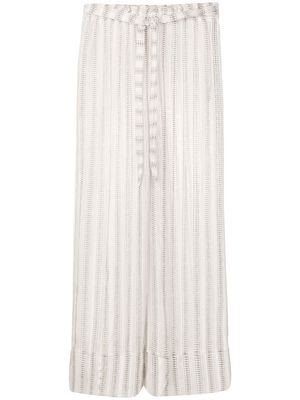 Amir Slama stripe-print tie-waist palazzo pants - White