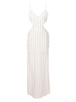 Amir Slama striped cut-out linen dress - White