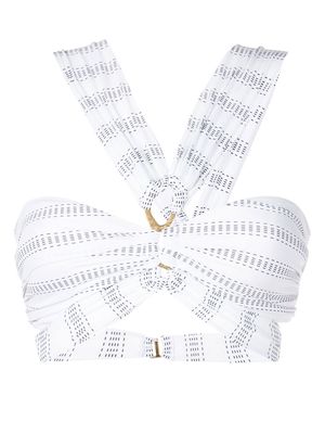 Amir Slama striped ring-detail bikini top - White