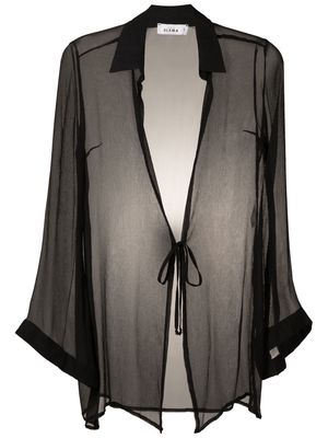 Amir Slama tie-front crinkled silk blouse - Black