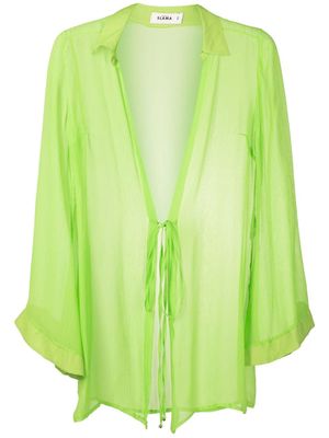 Amir Slama tie-front crinkled silk blouse - Green