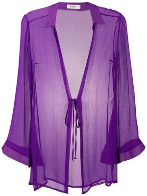 Amir Slama tie-front crinkled silk blouse - Purple