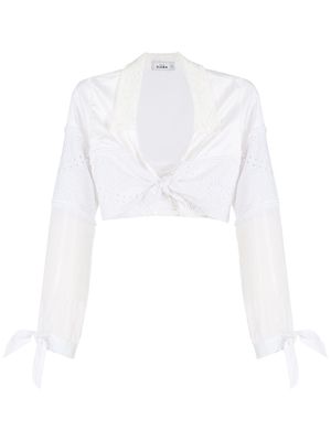 Amir Slama tie-front cropped shirt - White