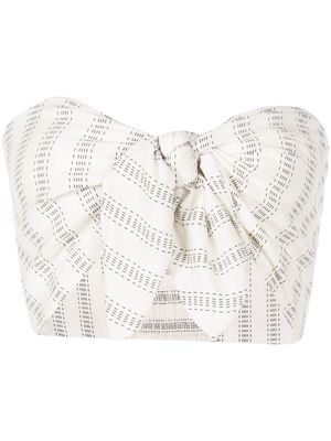 Amir Slama tie-front printed strapless top - White