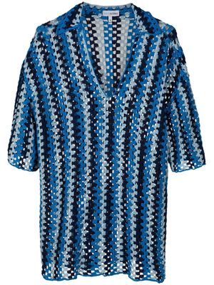 Amir Slama V-neck crochet T-shirt - Blue