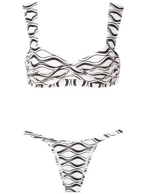 Amir Slama wave-print tanga bikini set - White