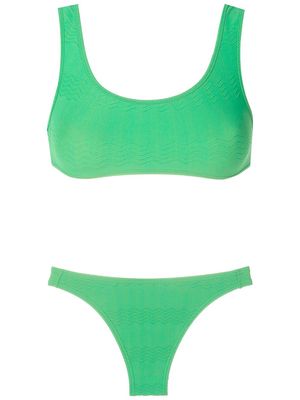 Amir Slama wave-stitch non-wired bikini set - Green