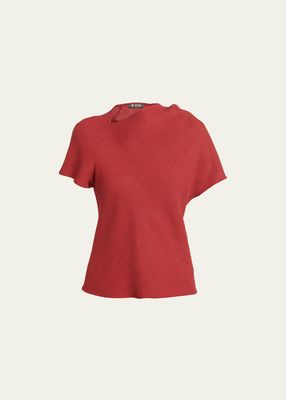 Amira Cowl-Neck Crepe Top with Shoulder Buttons