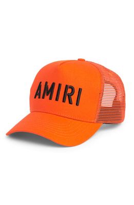 AMIRI Arts Stencil Logo Trucker Hat in Orange