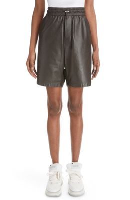 AMIRI B-Ball High Waist Faux Leather Shorts in Brown