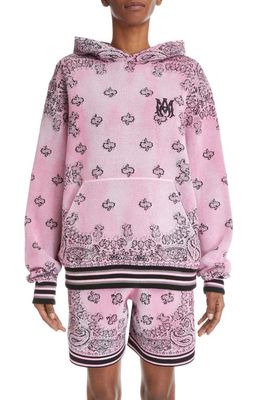 AMIRI Bandana B-Ball Knit Cotton Hoodie in Pink