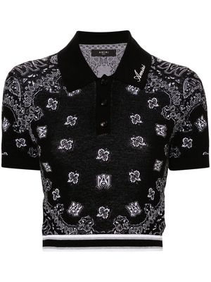 AMIRI bandana jacquard polo top - Black