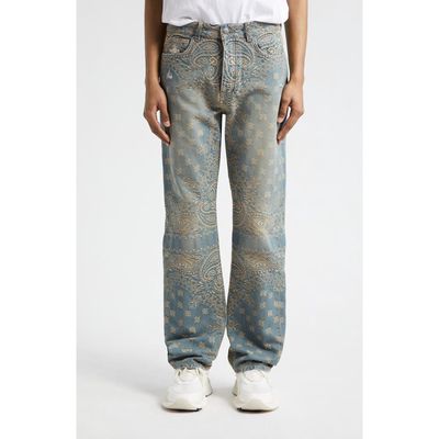 AMIRI Bandana Jacquard Straight Leg Jeans in Crafted Indigo