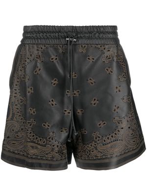 AMIRI bandana laser-etched leather shorts - Black