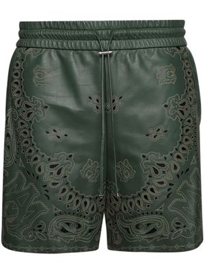 AMIRI bandana laser-etched leather shorts - Green
