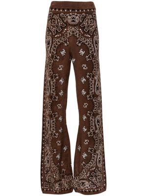 AMIRI Bandana-pattern flared track pants - Brown